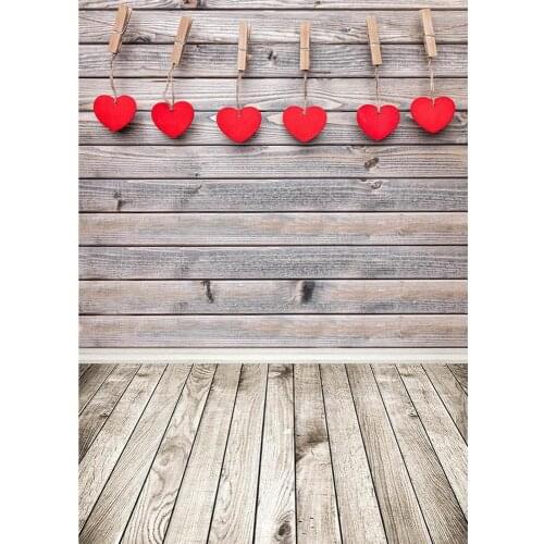 Valentines Day Photography Backgrounds Wooden Wall Floor Heart Vinyl Backdrops Photo Studio for Children Baby Pet Photoshooting