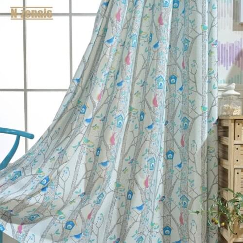 Curtain Fabric Modern Minimalist Polyester-cotton Printed Curtain Left and Right Biparting Open High Shading(70%-90%)