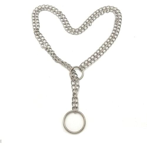 Women 2 Layer Cool Chain Necklace Bdsm Bondage Collares Handmade Halskette Hip Hop Neckless Rapper Choker Punk Kolye
