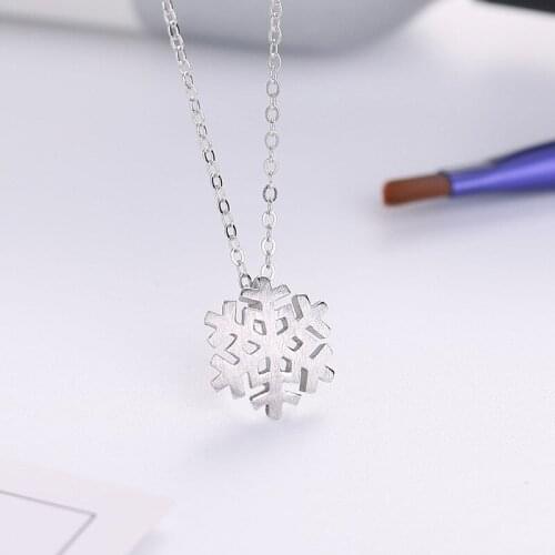 L&P Real 925 Silver Snowflake Necklace For Women Necklaces Fashion Fine Jewelry Wholesale Christmas Gift