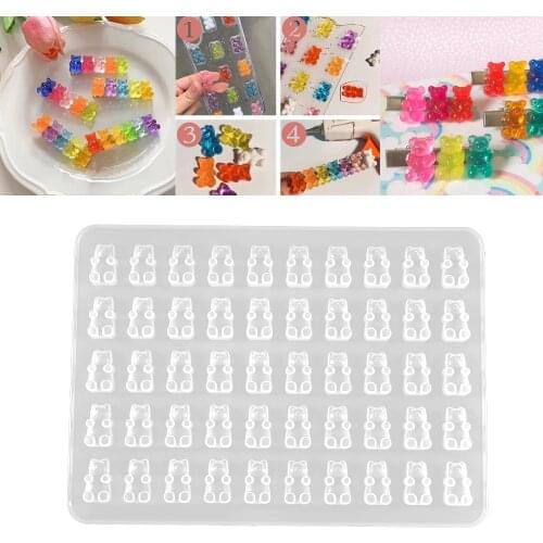 1 Pcs 50 Cavity Bear Silicone UV Epoxy Resin Molds Gummy Chocolate Mould For DIY Jewelry Making Crafts Bake Tools Accessories