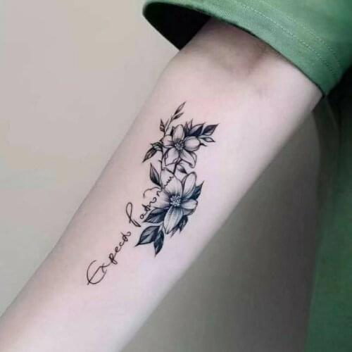 1PC Black The Sketch Flower Temporary Tattoo Stickers For Arm Wrist Body Art Women Men Fake Tattos Waterproof Flash Decals Tatoo