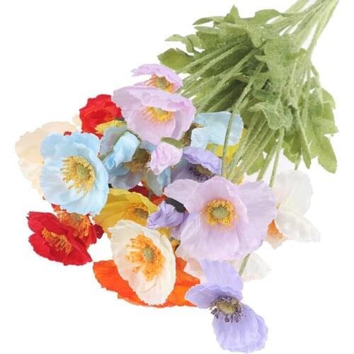 1pcs simulation flowers 4 prongs poppies wedding shooting props fake flowers home decoration silk flowers artificial plants