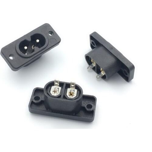 100Pcs BX-180 AC 250V 2.5A IEC320 C8 Screw Mount Male Plug Power Socket Adapter Black