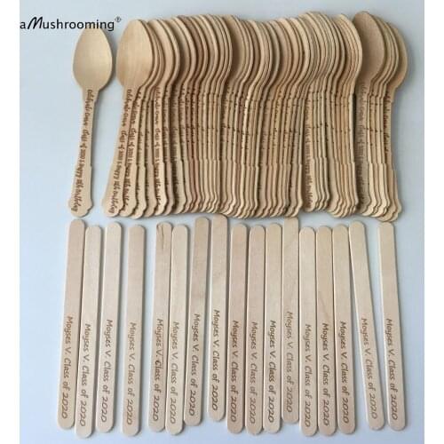 Personalized wooden mini spoons cake popsicle sticks for graduation class of 2022 themed celebrations and party family gathering