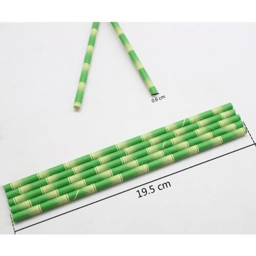 25pcs/lot Eco-friendly Green Bamboo Paper Straws Happy Birthday Wedding Decorative Event Tropical Party Supplies Drinking Straw