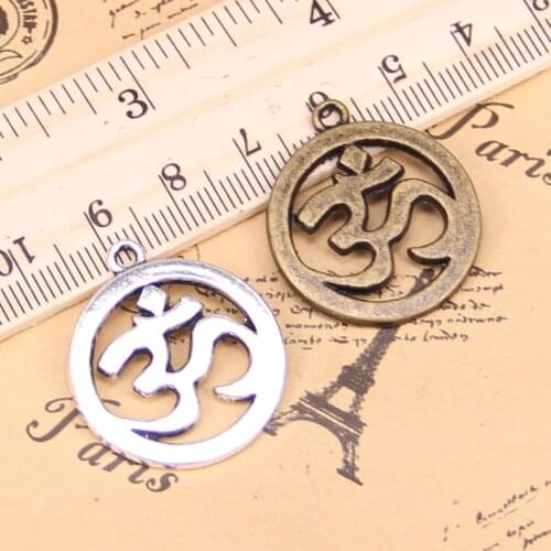 6pcs Charms Yoga OM 25mm Antique Pendants,Vintage Tibetan Silver Jewelry,DIY for bracelet necklace