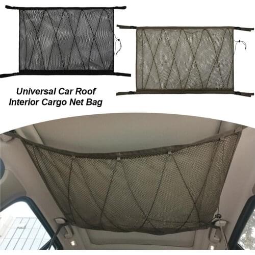 SUV Car Ceiling Storage Net Pocket Car Roof Bag Interior Cargo Net Breathable Mesh Bag Auto Stowing Tidying Interior Accessories
