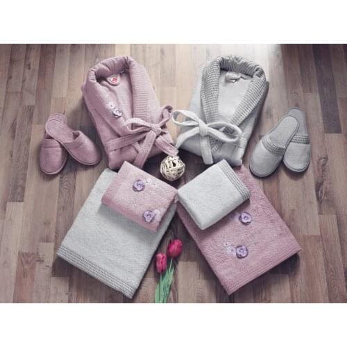 Cotton Box Turkey Winter Warm Flannel Lovers Robe Kimono Robe Nightgown Thick Warm Long Sleeve Bathrobe Bamboo-Cotton