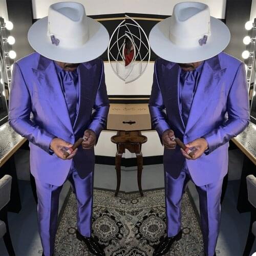 Noble High Quality Purple Mens Business Tuxedos Slim Fit Groom Wedding Blazer Suits Formal Prom Party Wear(Jacket+Pants)