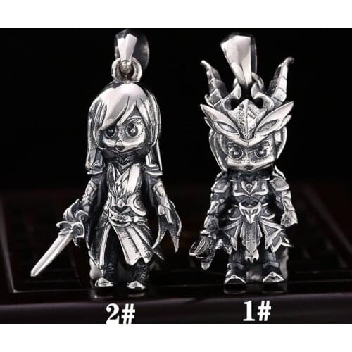 BOCAI 2021 Trend s925 Silver Jewelry Personality Glory Warrio Pendant for Man and Woman Student Couple Pendant Cartoon Character