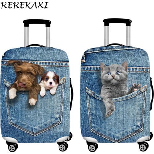 Cowboy Suitcase Case Cover 3D Cat Dog Luggage Elastic Protective Covers 18-32Inch Trolley Baggage Dust Cover Travel Accessories