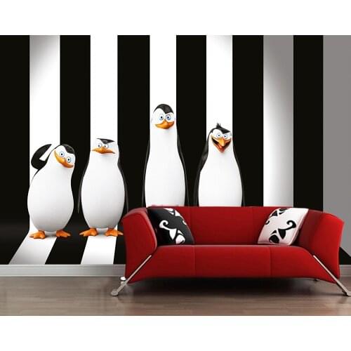 Custom papel de parede infantil,Penguins Stripes Cartoons murals for living room bedroom sofa background decorative wallpaper