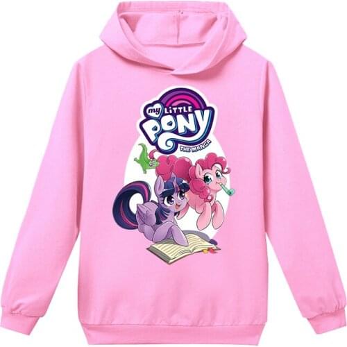 Children Cartoon Pony Print Coat T Shirt Baby Boy Clothes Girl Long Sleeve T-Shirt Kids Hooded Tops Tee Baby Costume Sweatshirt