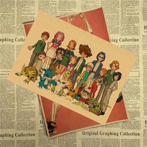 Digimon Adventure Anime core Kraft Poster Print Agumon Pictures For Living Room Decor Wall Decorative Paintings 30X21cm
