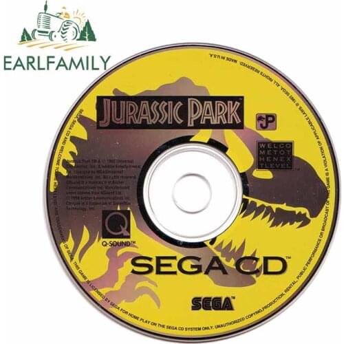 EARLFAMILY 13cm x 9.4cm for Jurassic Park Sega Cd DIY Motorcycle Car Stickers Fashion Fine Decal Car Styling Graffiti Sticker