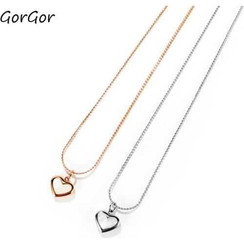 GorGor Necklace Women Stainless Steel Pattern Heart Pendant Rose Gold Plated Exquisite Engagement Fashion Jewelry TX-1769