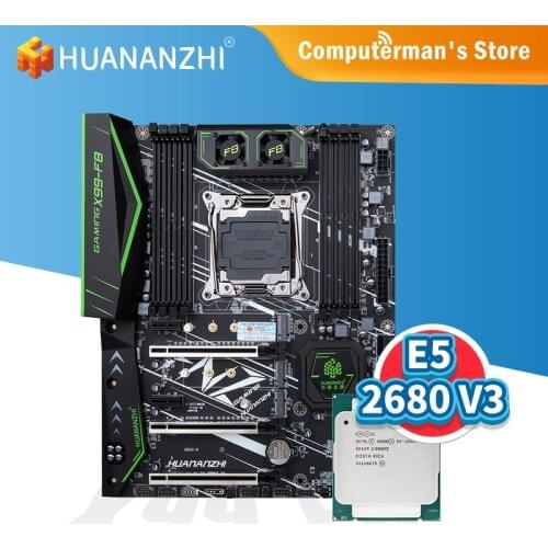 HUANANZHI X99 F8 X99 Motherboard combo kit set Intel XEON E5 2680 V3 support 8 * DDR4 RECC NON-ECC memory M.2 NVME USB3.0 ATX