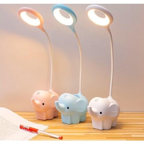 Creative Elephant Led Adjustable Desk Lamp With Adjustable Silicone Hose Three Gear Color Temperature