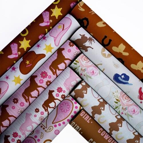 Cartoon Leather Sheets Synthetic Leather Printed Vinyl DIY Handbags Supplies Bows Making Material 22*30cm/A4 1mm L14323