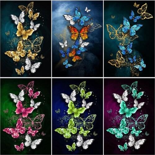 RUOPOTY Acrylic DIY Painting By Numbers With Frame Butterfly Animals Drawing Coloring By Numbers Modern Wall Painting Artcraft
