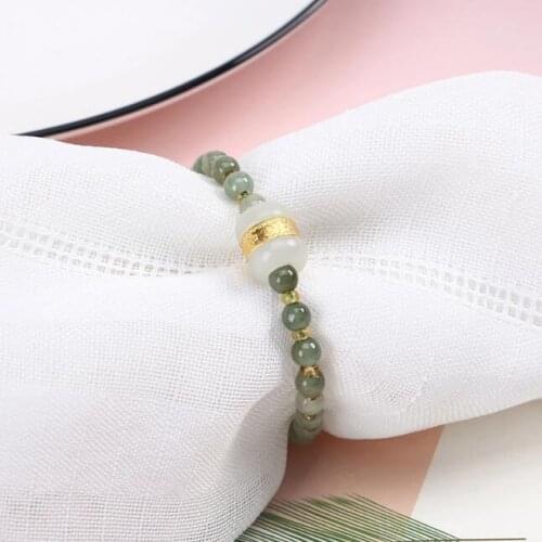Natural Jade Emerald 6mm Beads Elastic Bracelet Bangle Jewellery Fashion Accessories DIY Woman Luck Amulet