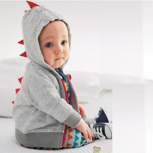 2019 New Autumn Retail Fashion 6-24M Baby Hoodies 1 Piece Baby Clothing Dinosaur Animal Baby Boy Ssweatshirt Baby Coat