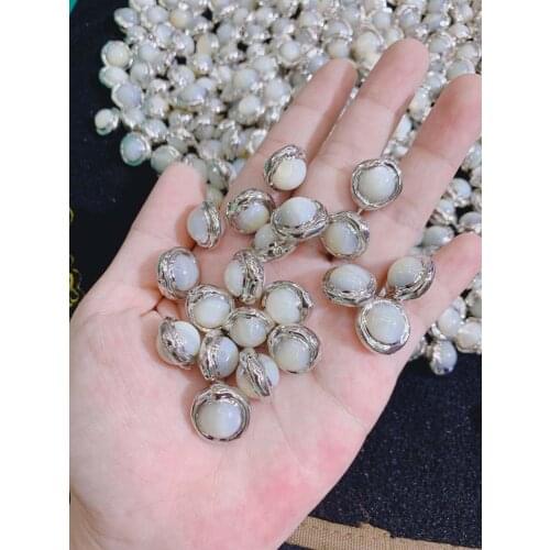 New Jewelry Finding Pearl Shell Connector Beads For Jewelry Bracelet Necklace Making DIY Pearl Space Beads 10pcs Round