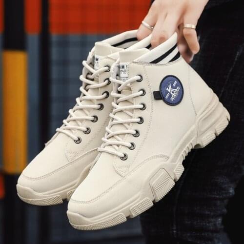 Autumn and winter new Martin boots high top menS boots vogue desert boots vogueable elastic mouth menS shoes