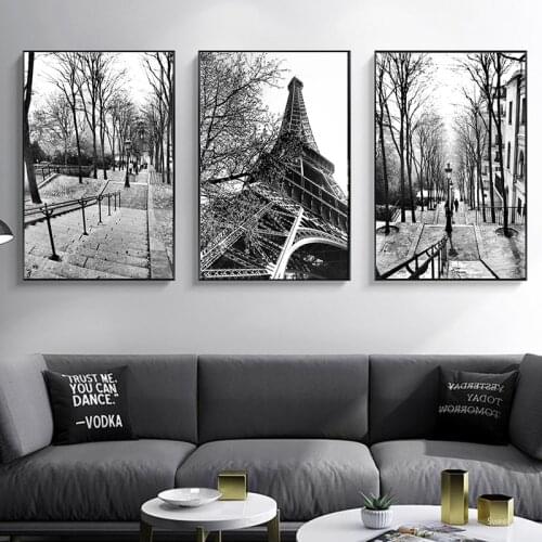 Paris Photography Prints Black and White Posters Tower Modern Style Wall Art Pictures Canvas Painting Paris Gallery Wall Decor