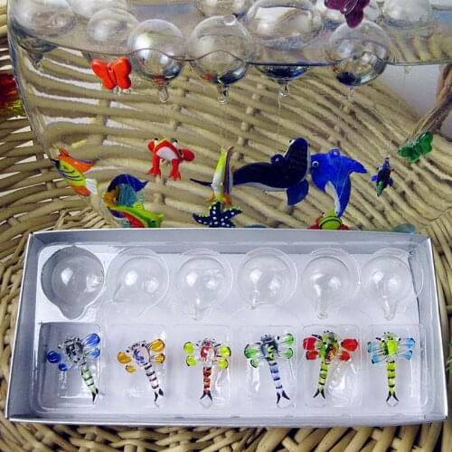 Floating glass fish - Aquarium Mini Fish Figurine - Hand blown glass fish Lamp working Glass Miniature Glass Dragonfly statues