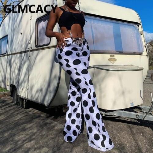 Polka Dot Printed Casual Slim Flare Pants