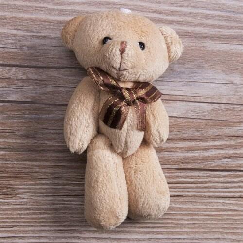 Lovely Plush Scarf Brown Teddy Bear Stuffed Animal Soft Toys 12CM For Bouquet Plush Animals
