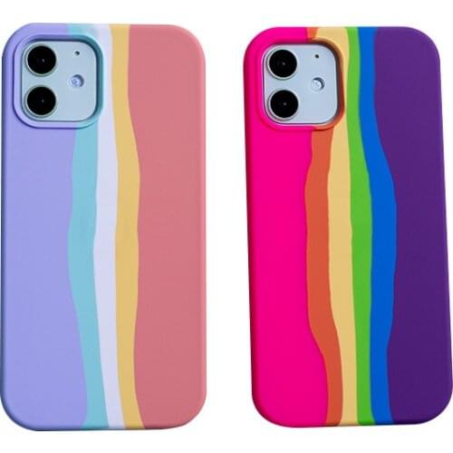 NOTOW Cartoons Rainbow Liquid Silicone Case Shockproof Phone Cover For iPhone 11 11Pro XR 12 12Pro 12proMax X XS 7 8 7plus