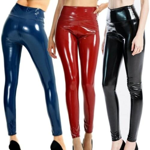 S-3XL Women Plus Size Leather Pant Elastic Leggings Long Trouser Woman High Waist Pants Women Solid Color Sexy Skinny Streetwear