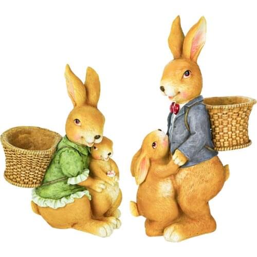 Rabbit Garden Bunny Figurine Valentines Day Gift Miniature Home Decoration