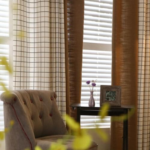 Japanese-style Modern Curtain Lattice Cotton and Linen Semi-blackout Curtains for Living Room Bedroom Balcony Curtains Finished