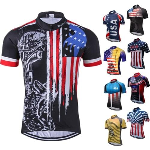 USA Pro Team Cycling Jersey Men Summer 2021 Mountain Bike Jersey Shirt Apparel Racing Sport MTB Biking Tops Maillot Ciclismo