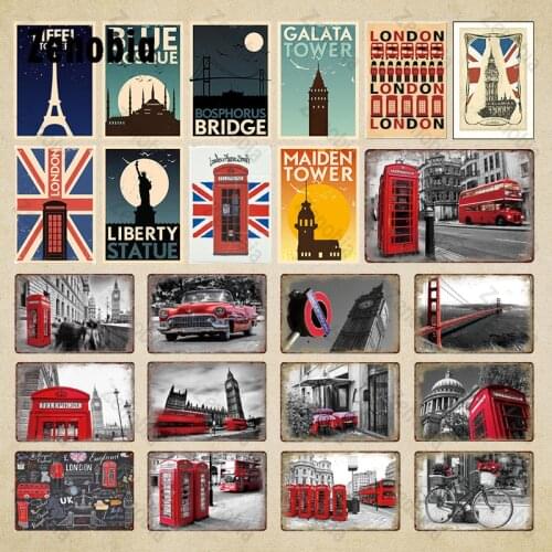 The City Usa Metal Plate Vintage Sign Tin Signs Post Office and Car for Bar Pub Garage Home Decoration Metal Wall Posters Decor