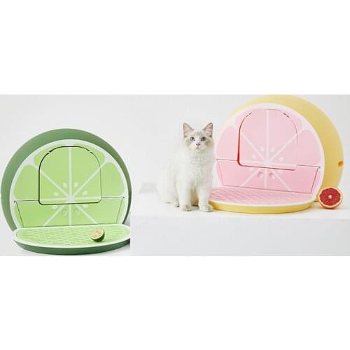 Pet litter box, stylish lime grapefruit fully enclosed cat toilet, large anti-splashing cat litter box cat supplies