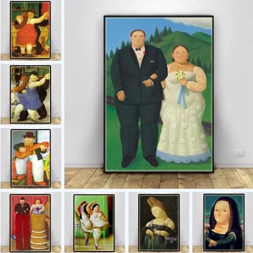 Funny Art Fat Dancer Couple Canvas Paintings By Fernando Botero Posters And Prints Living Room Wall Art Mural Picture Decoration