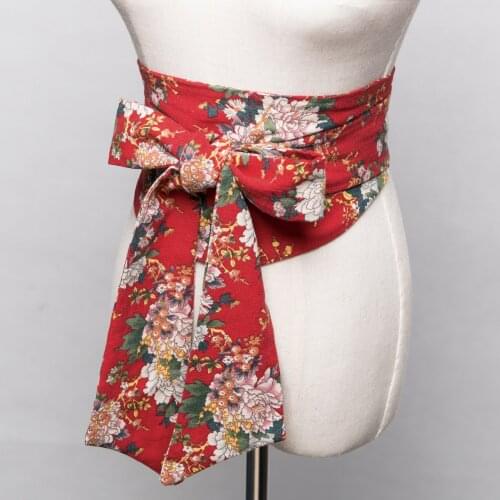 Japan Kimono Cummerbunds Womens Dress Accessory Beautiful butterfly Prints Yukata Waistbands Cosplay Wear Vintage Style