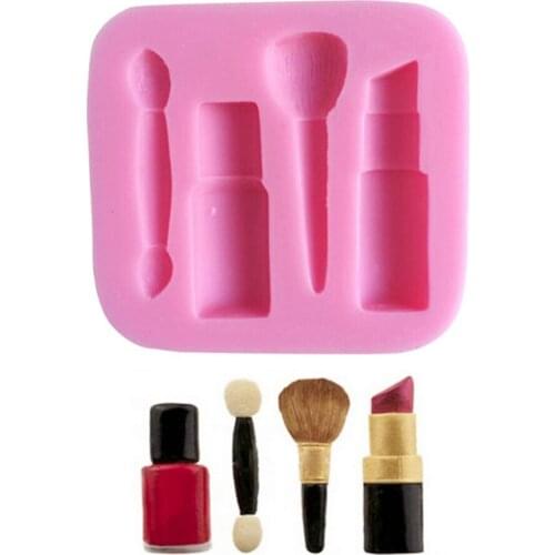 1pc Lip Stick Nail Polish Eyebrow Pencil Shape Cake Silicone Mold Fondant Sugarcraft Mould Cupcake Decoration Gumpaste Tools