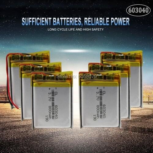 10pcs 603040 Li Ion Polymer 800mah Battery 3.7 V Rechargeable 800mah Lipo Lithium Batteries With Pcb Protection