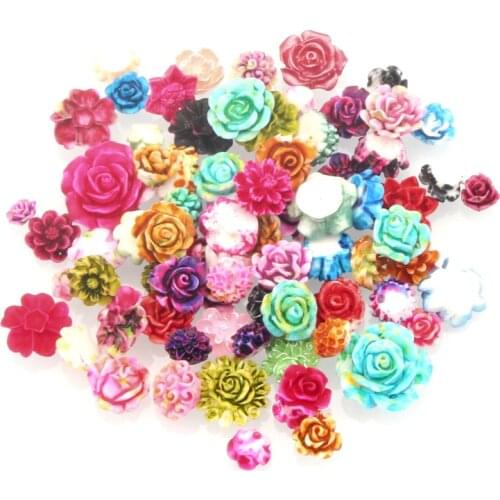 100Pcs Mixed Kawaii Resin Paint Flower Cabochon Flatback Decoration Crafts Embellishments For Scrapbooking Diy Accessories