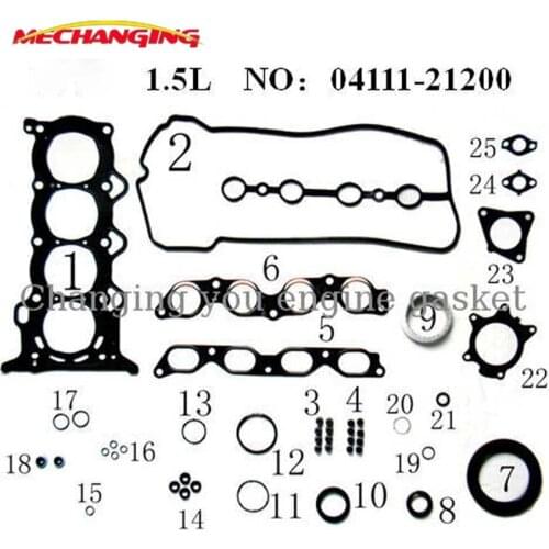 1NZFXE 1NZ-FXE FOR TOYOTA PRIUS Hatchback (NHW20_) 1.5 Full Set Engine Rebuilding Kits Engine Parts Engine Gasket 04111-21090