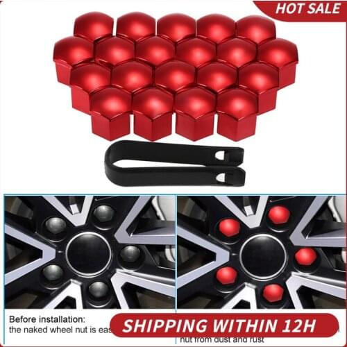 20pcs 17/19mm Car Wheel Hub Lugs Nuts Bolts Rims Cover Dust Protective Cap Hexagonal Socket Chrome Tyre Screw bolts for wheels