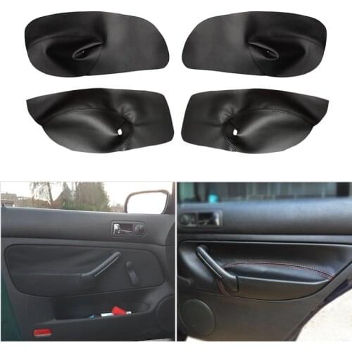 4pcs Microfiber Leather Manual Control Window Car Door Handle Armrest Panel Cover Trim For VW Golf 4 MK4 Jetta 1998 - 2004 2005
