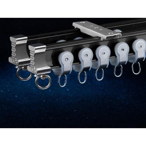Aluminum Alloy And Seal Silent Curtain Tracks Fashionable Black Accessories Rails For Curve Window