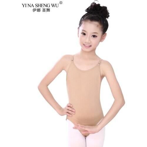 Girls Kids Nude Camisole Ballet Leotard Seamless Underwear Skin Colored Gymnastics Leotard Adjustable Children Clothing Wear